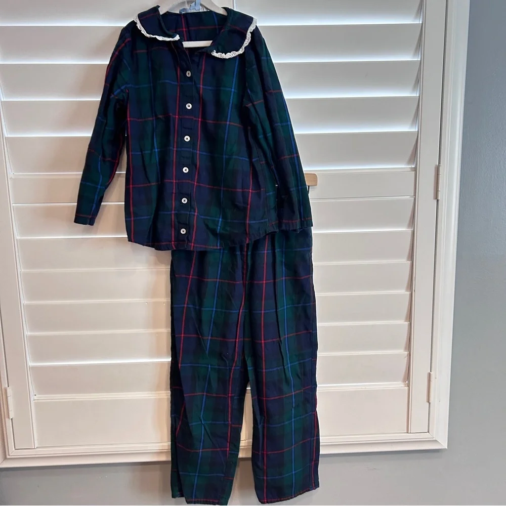 Hill House Home The Tiny Cypress Set in Juniper Tartan Size 9/10